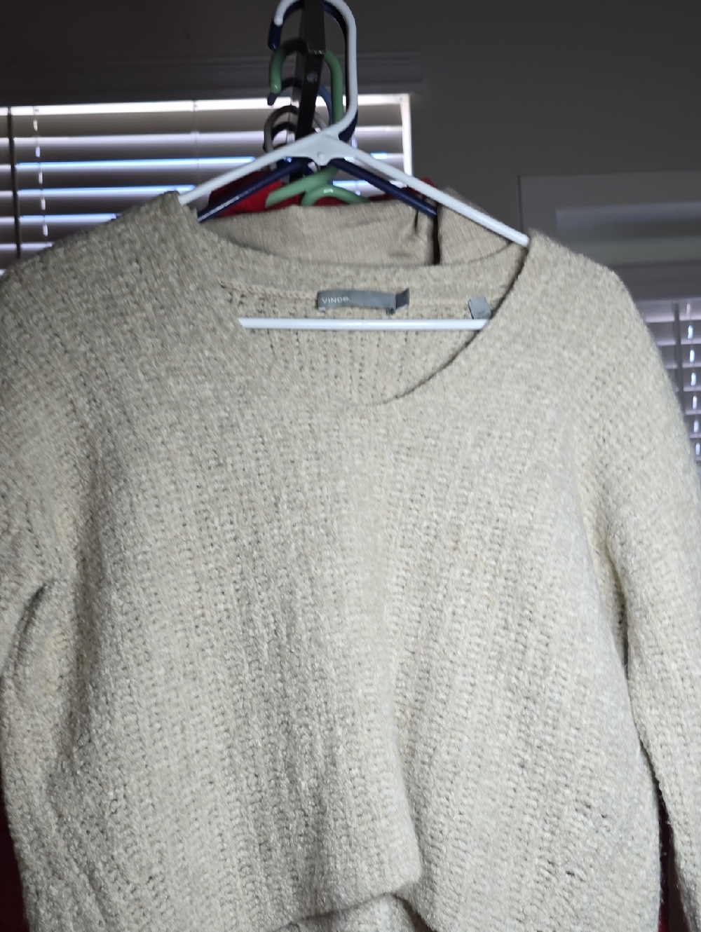Vince Cream Scoop Neck Textured Knit Sweater